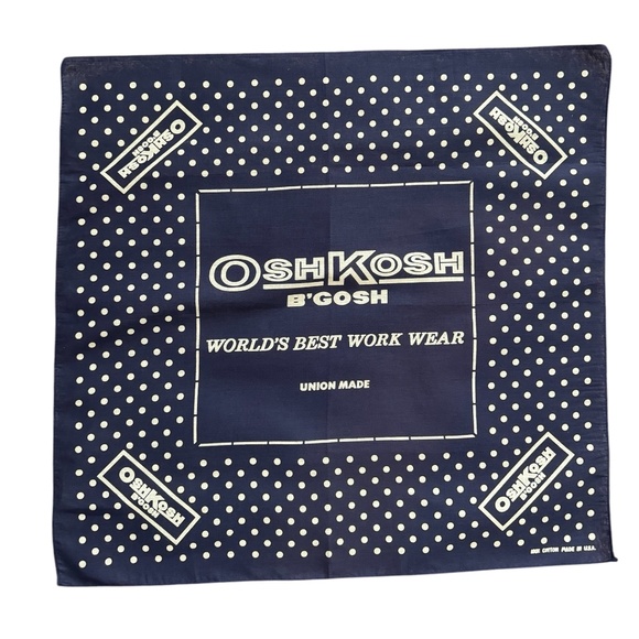 Vintage 90s OshKosh B'gosh Work Wear Union Made In USA Navy Blue Bandana Flag - Picture 1 of 7